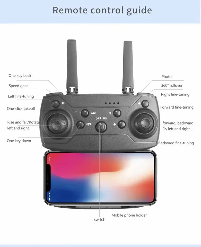 2025 E88 Drone RC Profissional Grande Angular HD 4K Modo de Câmera
Brinquedo de Presente para Crianças