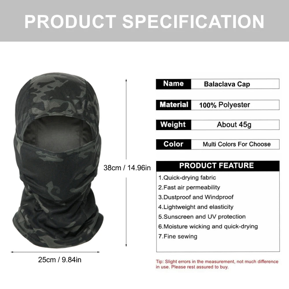 Balaclava camuflada para ciclismo, máscara facial completa para esportes ao ar livre, caça, caminhada, esqui, capacete de motocicleta, boné interno