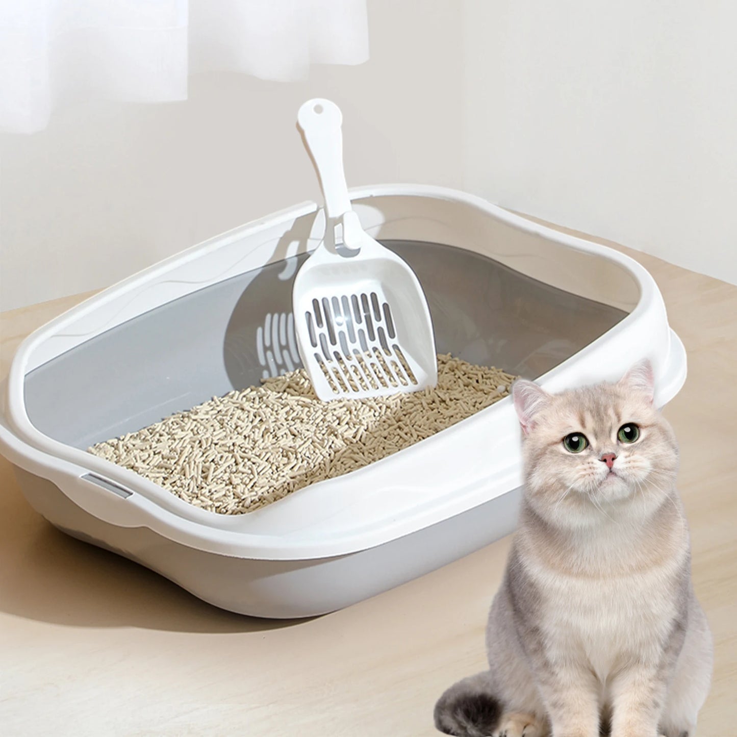 Caixa de areia para gatos, bacia portátil removível, semifechada, caixa de areia para gatinhos, penico, banheiro para coelhos, gatos de médio e grande porte, animais pequenos