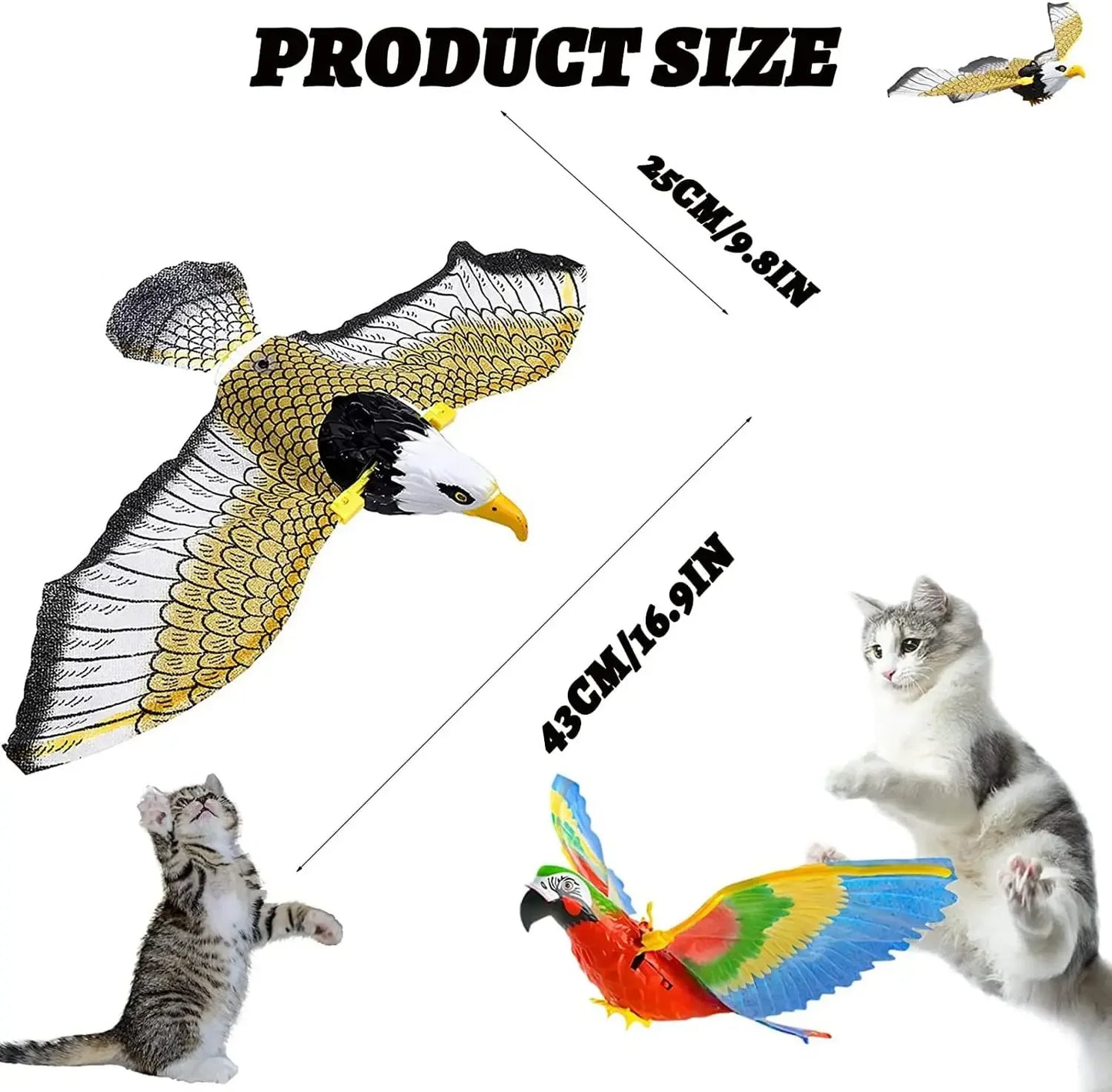 Pássaro voador elétrico, brinquedo de gato, simulação de pássaro interativo .
Brinquedo voador para gatos aliviar o tédio .