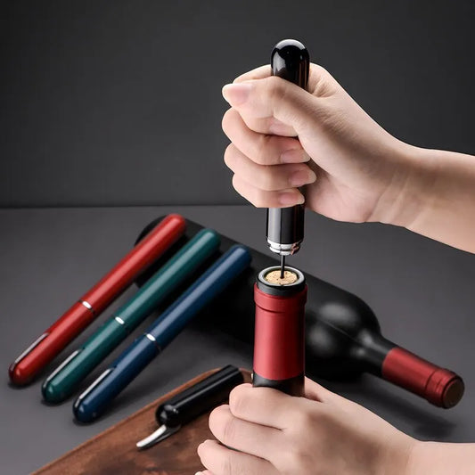 1Pc Preto Aço Inoxidável , Saca-rolhas, Abridor de Garrafas de Vinho , Portátil Saca-rolhas de Vinho